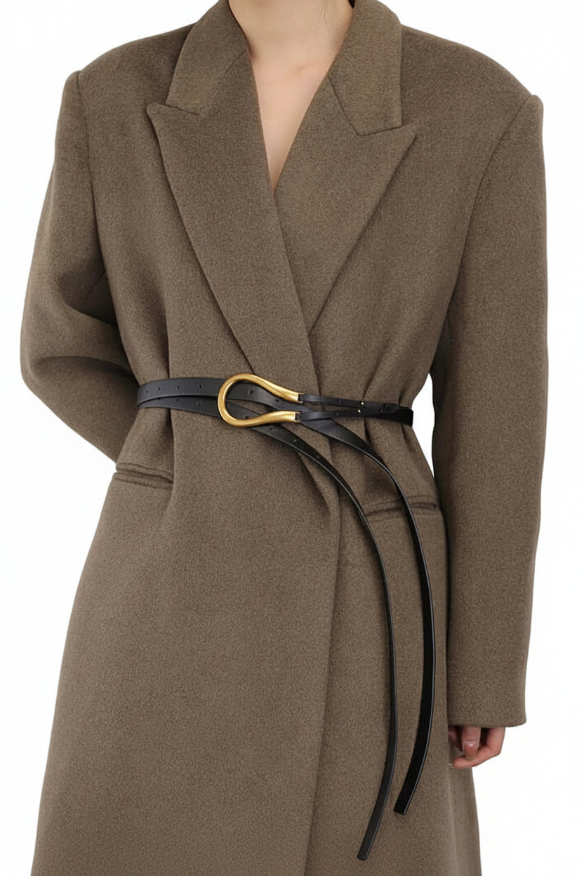 Ceinture en cuir véritable femme – Boucle en métal U de luxe