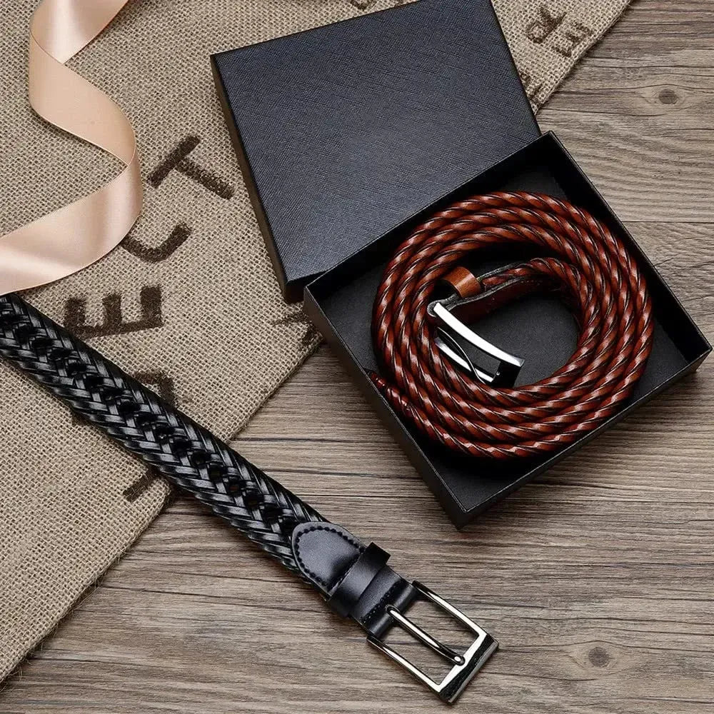 Ceinture en cuir véritable pour hommes et femmes – Grande boucle en métal