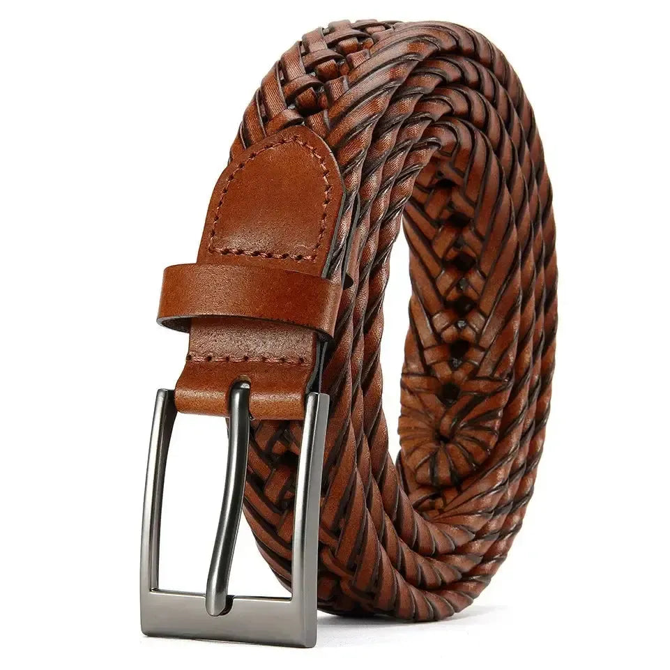 Ceinture en cuir véritable pour hommes et femmes – Grande boucle en métal