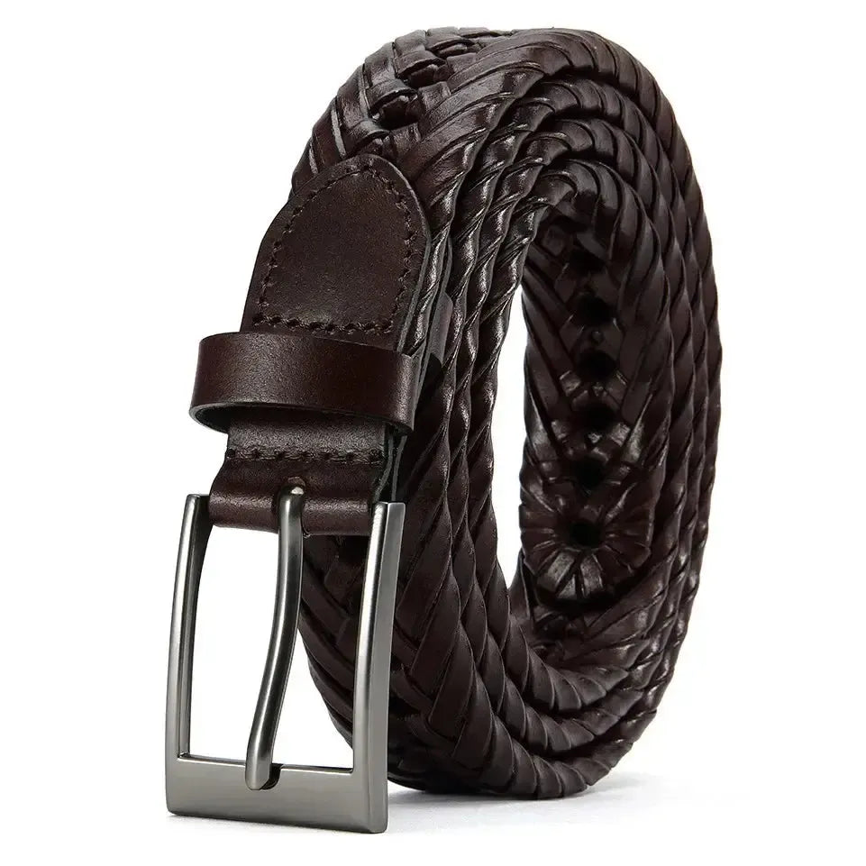 Ceinture en cuir véritable pour hommes et femmes – Grande boucle en métal