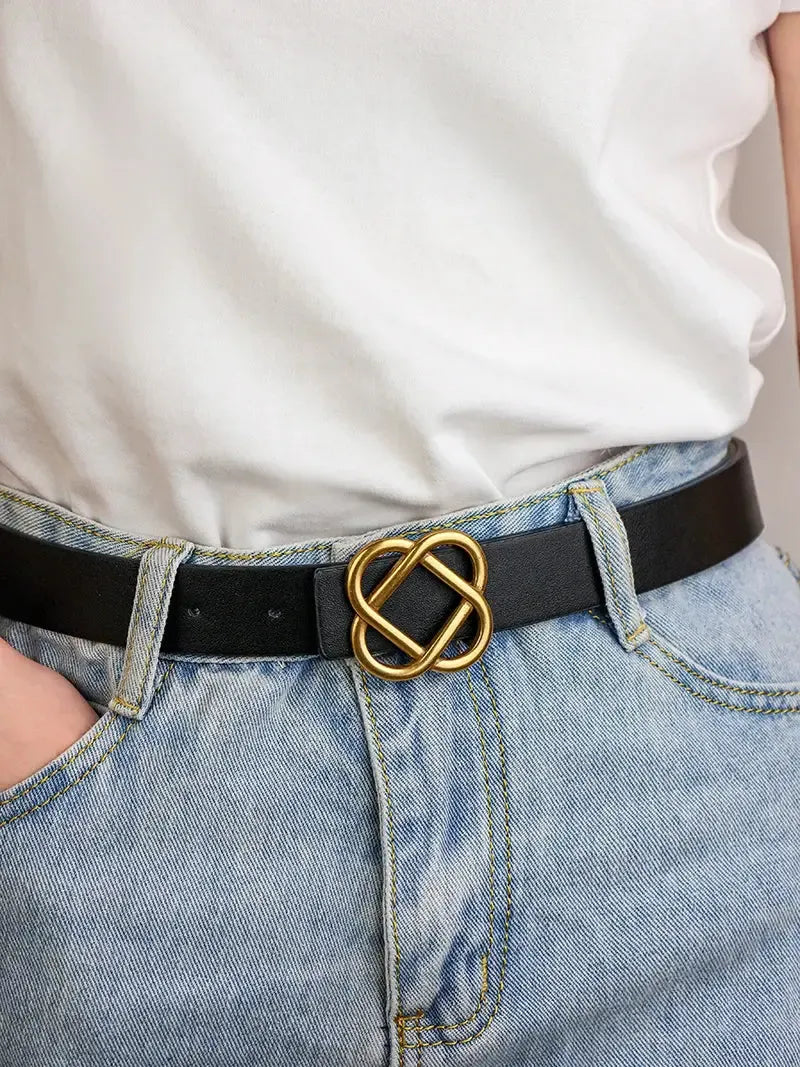 Ceinture en daim pour femme – Style vintage avec boucle dorée rétro