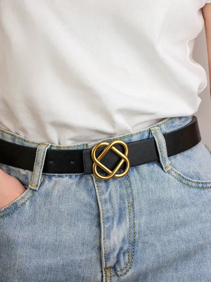 Ceinture en daim pour femme – Style vintage avec boucle dorée rétro