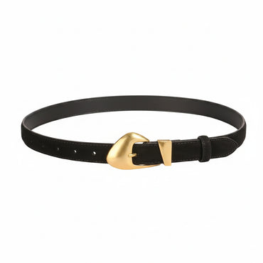 Ceinture en daim pour femme avec boucle dorée
