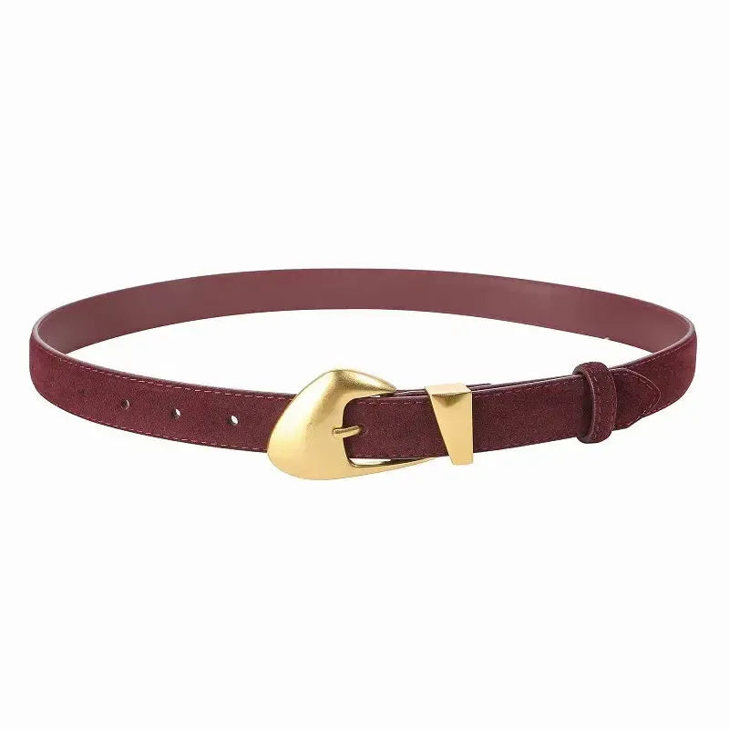Ceinture en daim pour femme avec boucle dorée