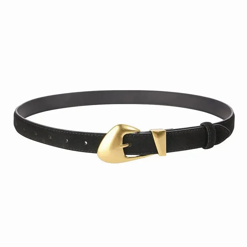 Ceinture en daim pour femme avec boucle dorée