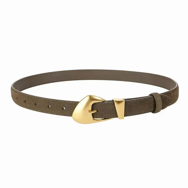 Ceinture en daim pour femme avec boucle dorée