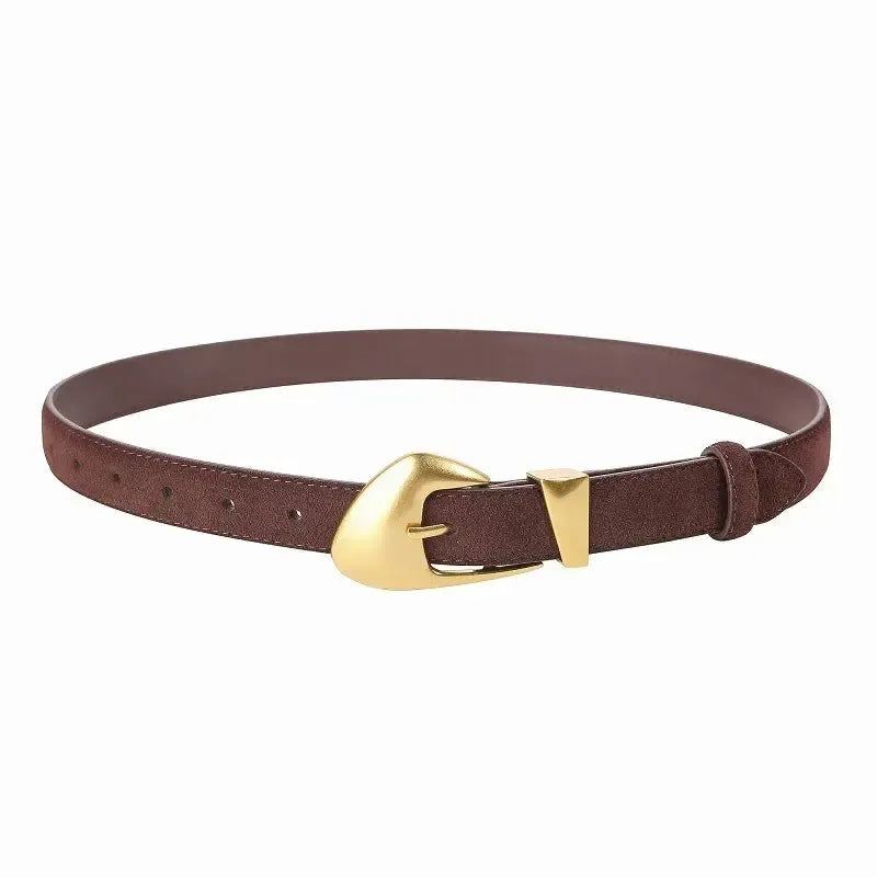 Ceinture en daim pour femme avec boucle dorée