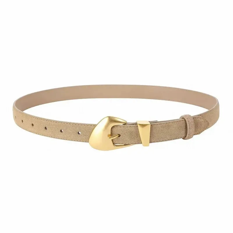 Ceinture en daim pour femme avec boucle dorée