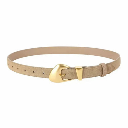 Ceinture en daim pour femme avec boucle dorée