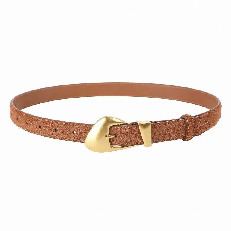 Ceinture en daim pour femme avec boucle dorée
