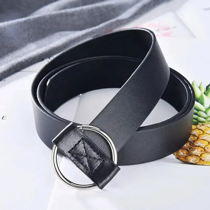 Ceinture femme en cuir non perforé — boucle ronde élégant