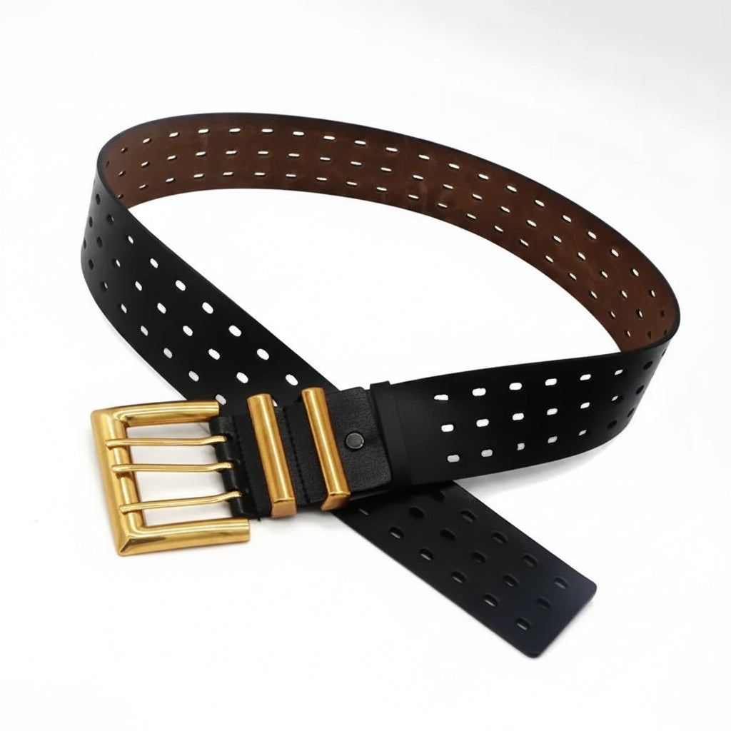 Ceinture femme en cuir véritable — boucle bronze