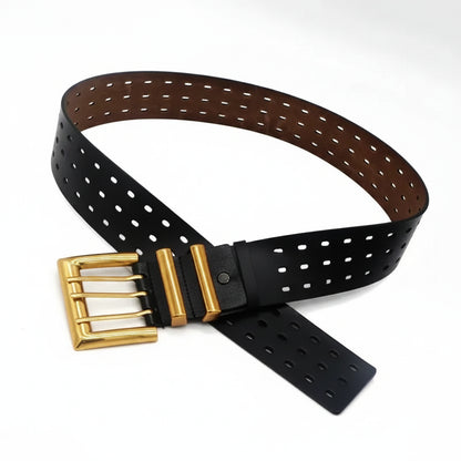 Ceinture femme en cuir véritable — boucle bronze