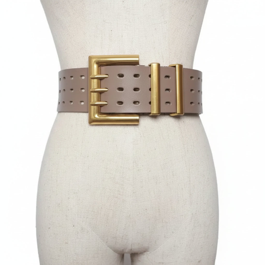 Ceinture femme en cuir véritable — boucle bronze