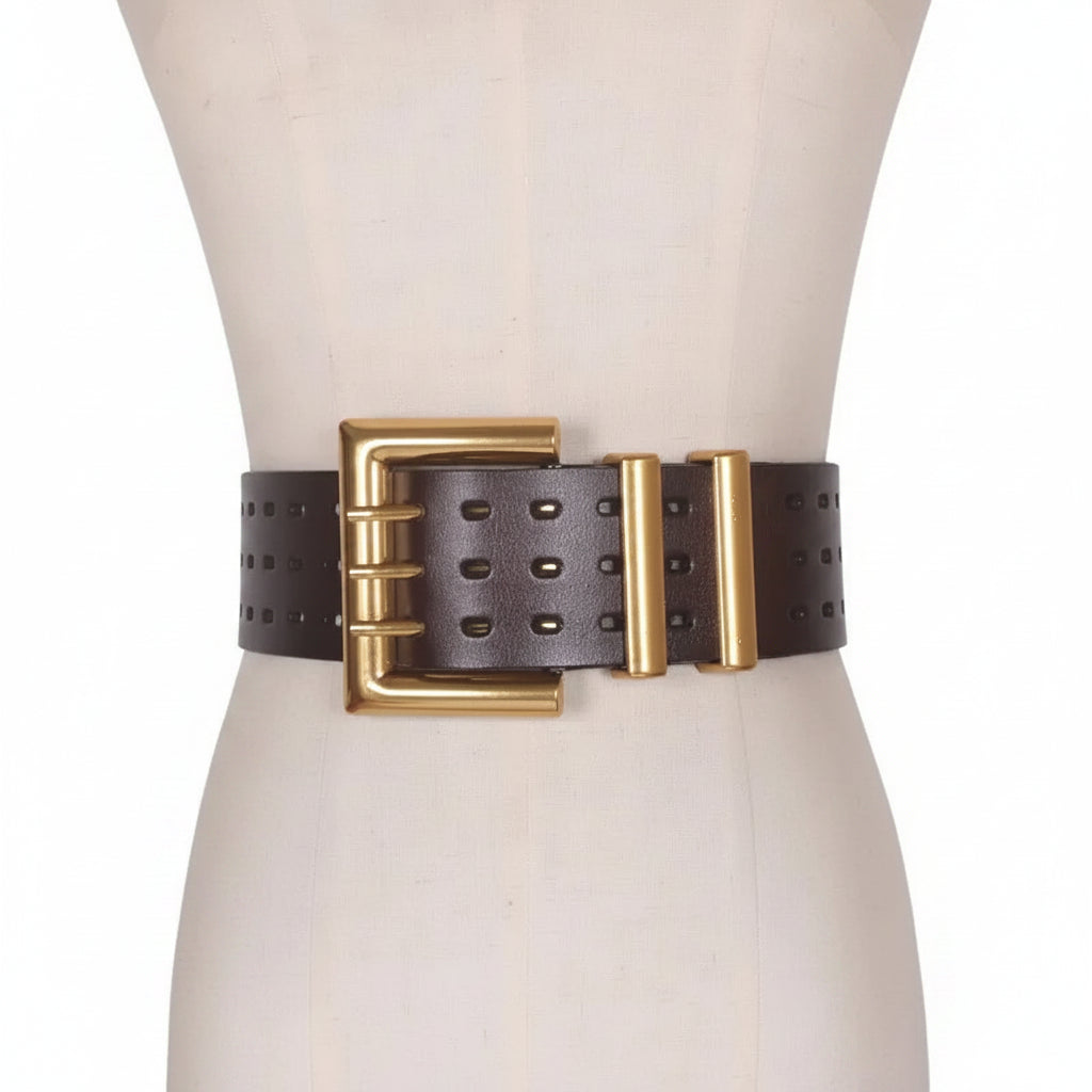 Ceinture femme en cuir véritable — boucle bronze