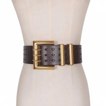 Ceinture femme en cuir véritable — boucle bronze