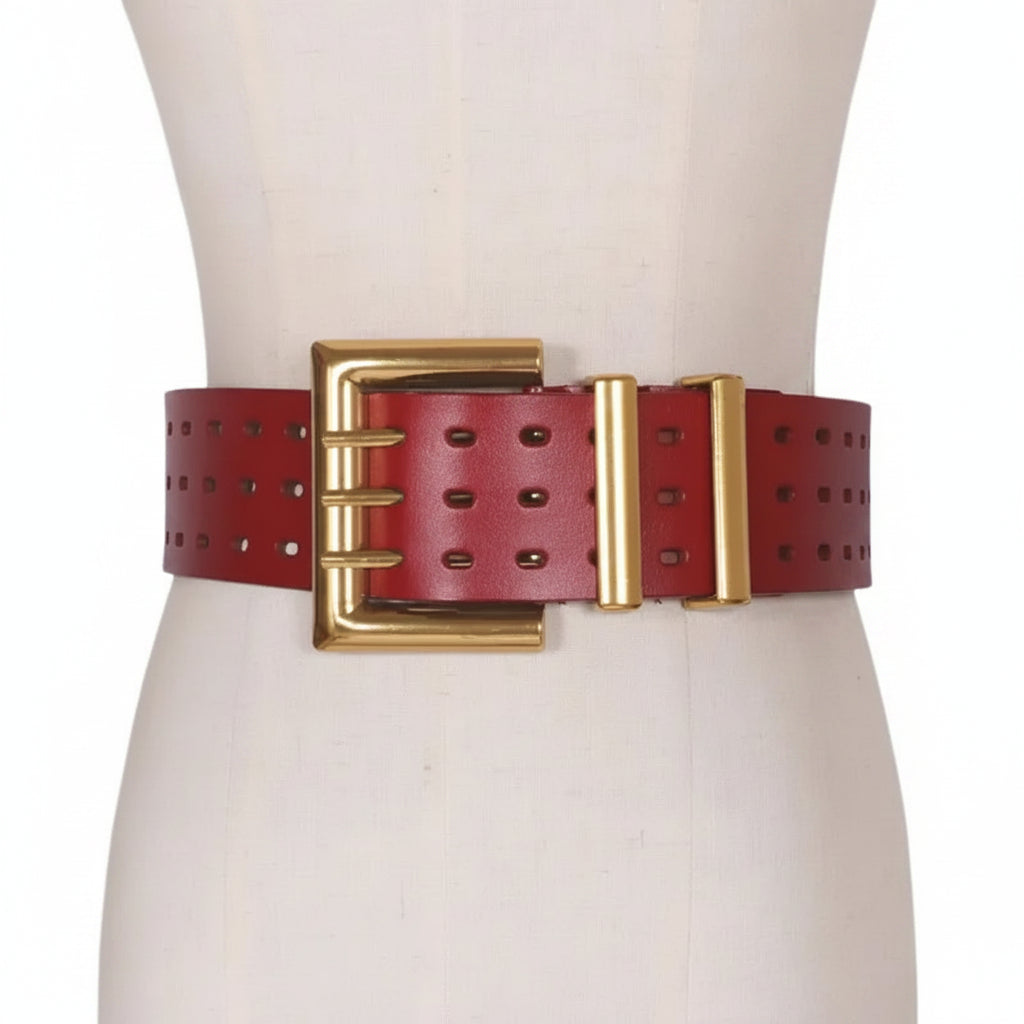 Ceinture femme en cuir véritable — boucle bronze