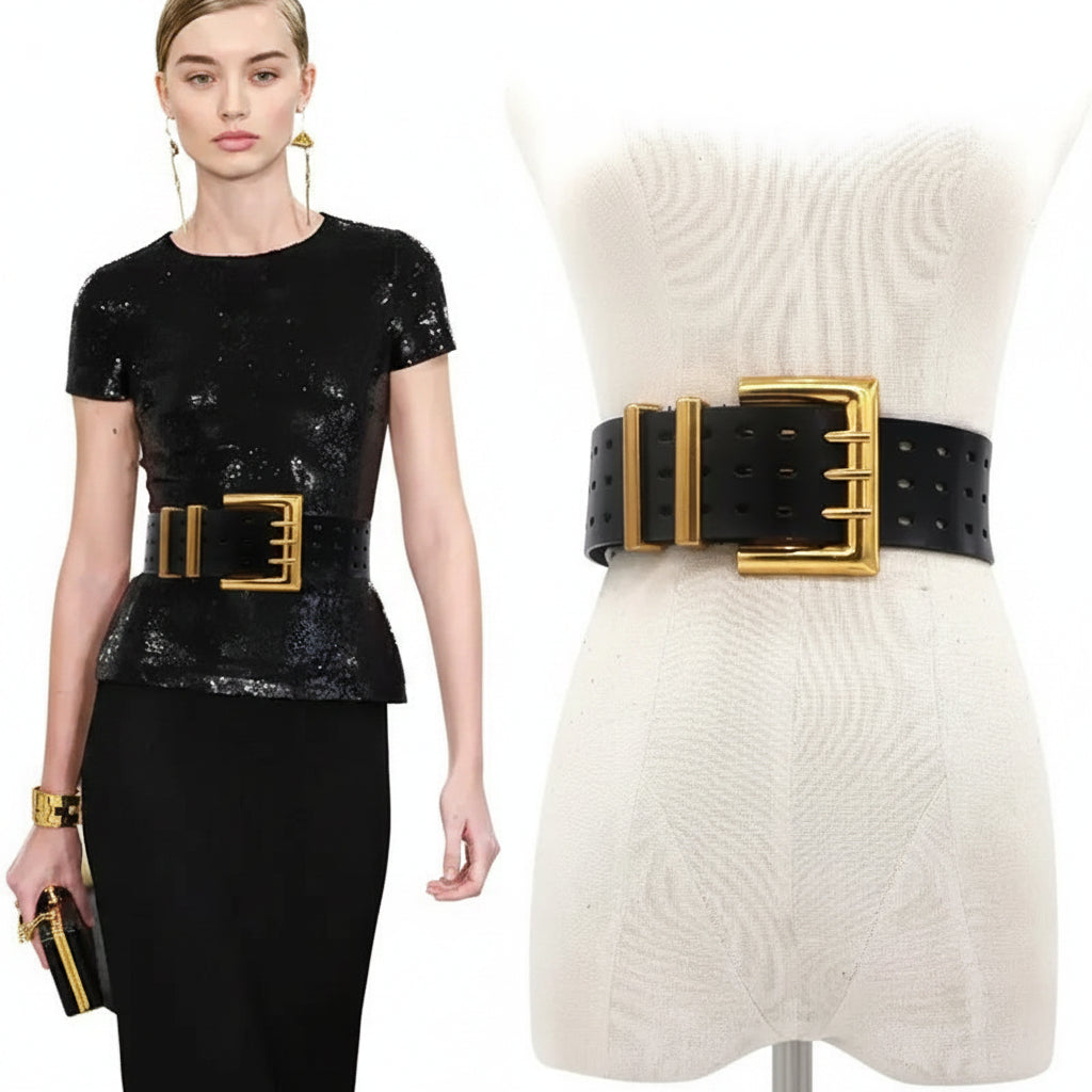 Ceinture femme en cuir véritable — boucle bronze