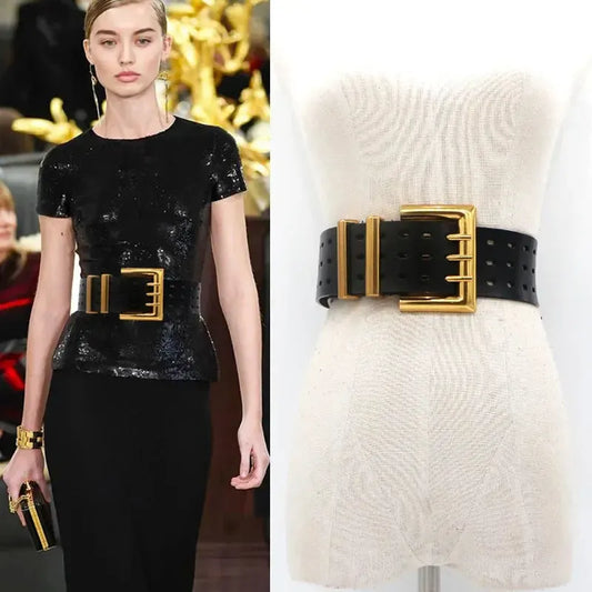 Ceinture femme en cuir véritable — boucle bronze