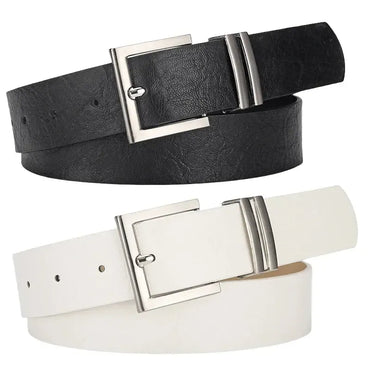 Ceinture femme en simili cuir avec boucle ardillon argentée