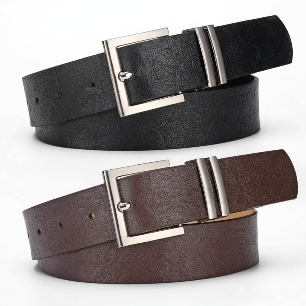 Ceinture femme en simili cuir avec boucle ardillon argentée