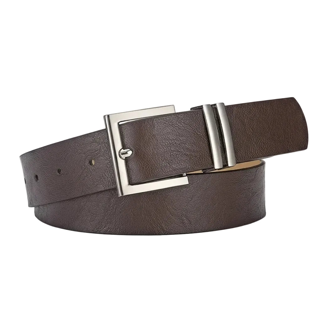 Ceinture femme en simili cuir avec boucle ardillon argentée