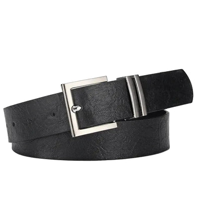 Ceinture femme en simili cuir avec boucle ardillon argentée