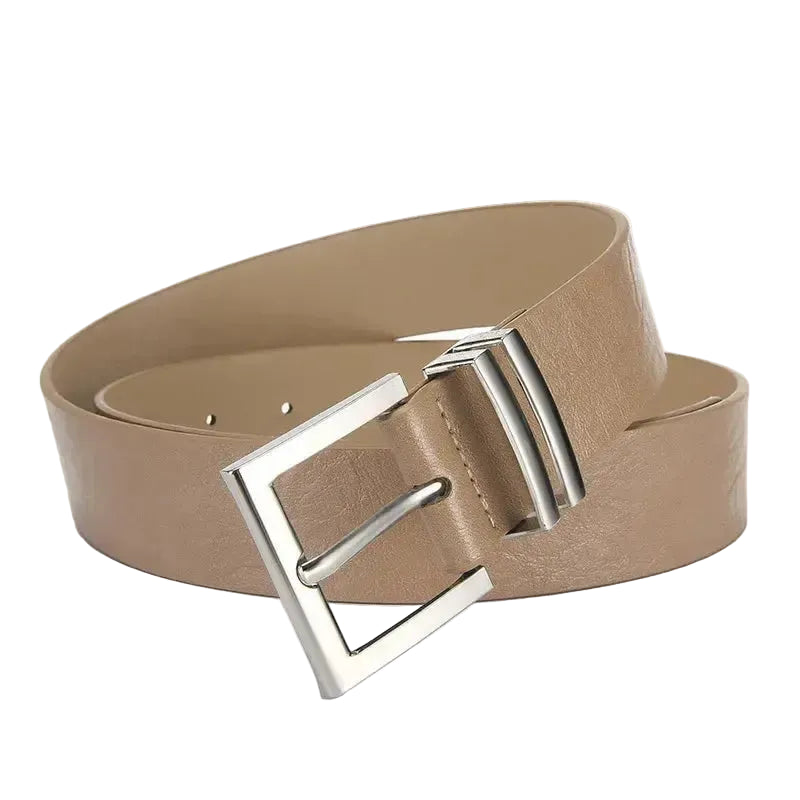 Ceinture femme en simili cuir avec boucle ardillon argentée