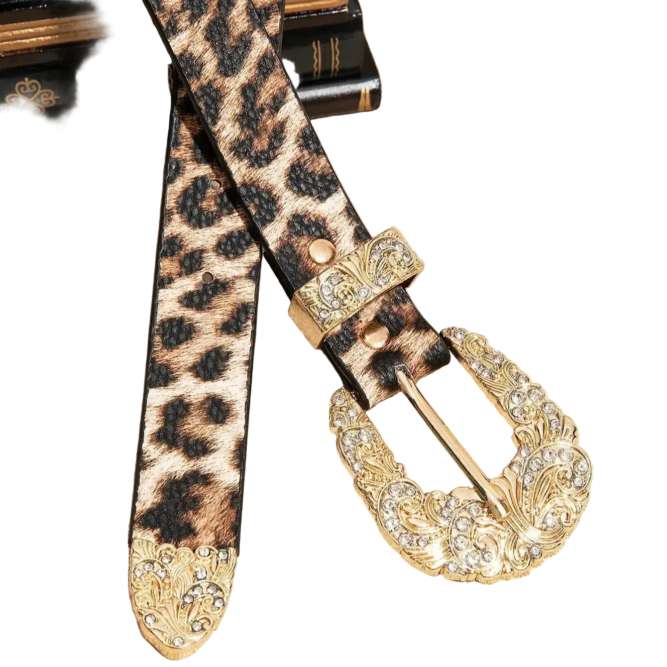 Ceinture femme luxe — imprimé léopard plaqué or