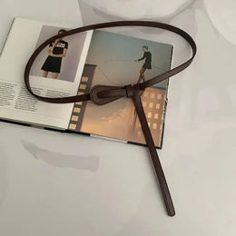 Ceinture fine en cuir pour femme avec nœud à nouer