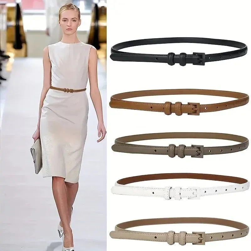 Ceinture fine en cuir véritable pour femme