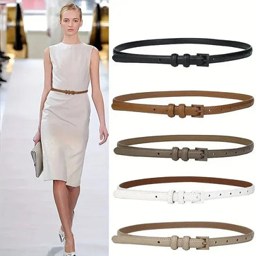 Ceinture fine en cuir véritable pour femme