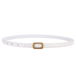 Ceinture fine en cuir véritable pour femme avec boucle carrée en métal