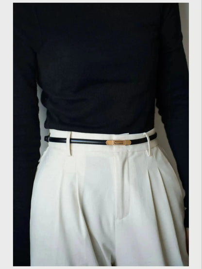 Ceinture fine femme – Réglable avec boucle dorée