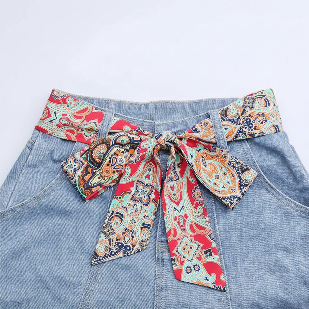 Ceinture foulard en mousseline de soie légère