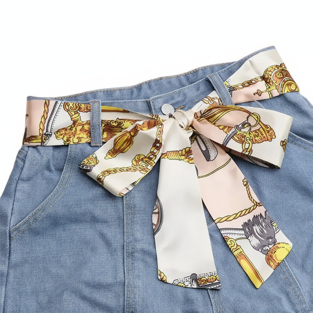 Ceinture foulard en mousseline de soie légère