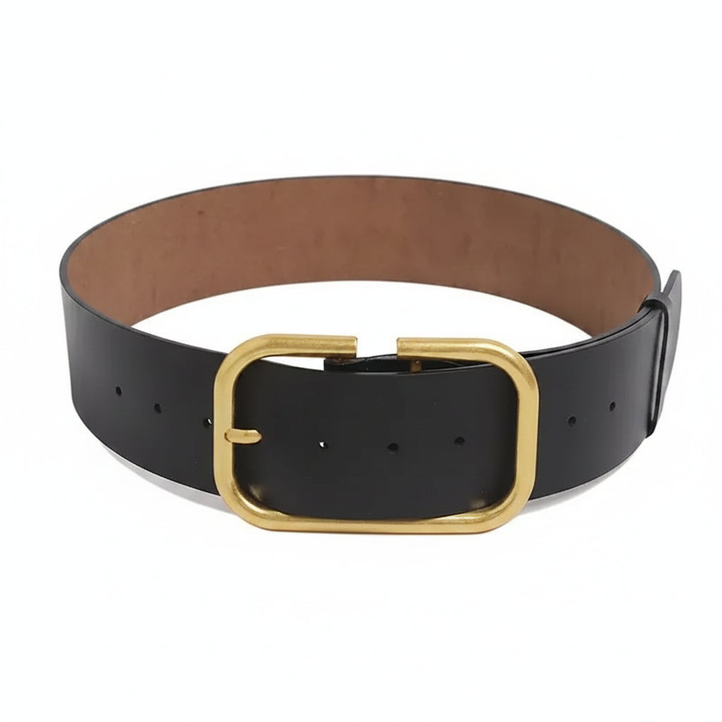 Ceinture grande taille femme — cuir véritable et large sangle