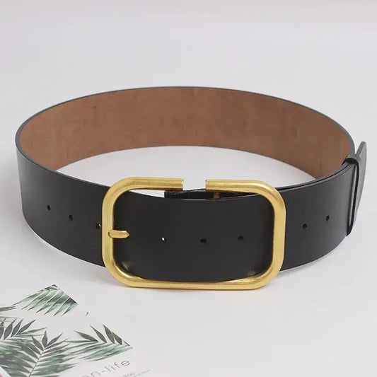 Ceinture grande taille femme — cuir véritable et large sangle