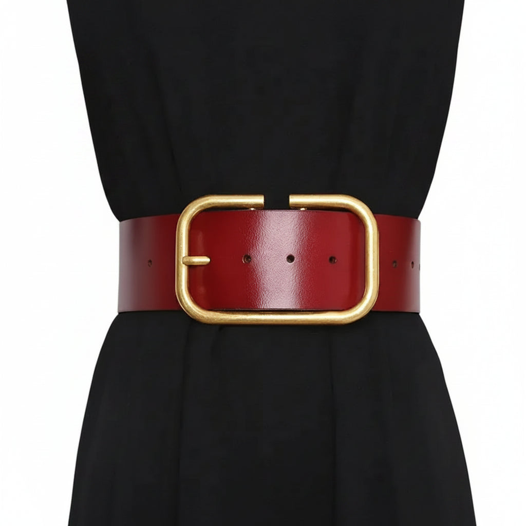 Ceinture grande taille femme — cuir véritable et large sangle