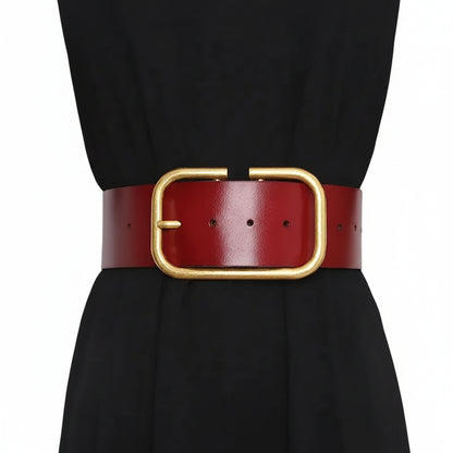 Ceinture grande taille femme — cuir véritable et large sangle