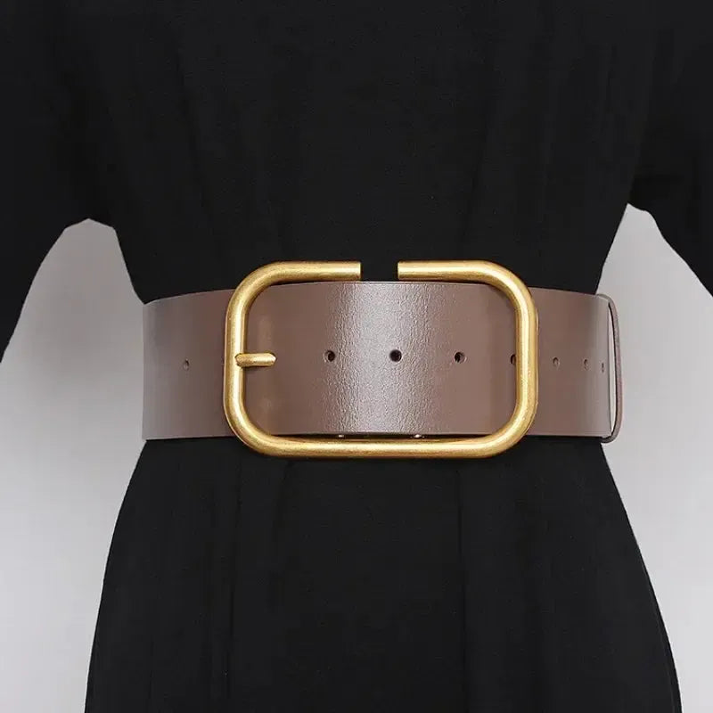Ceinture grande taille femme — cuir véritable et large sangle