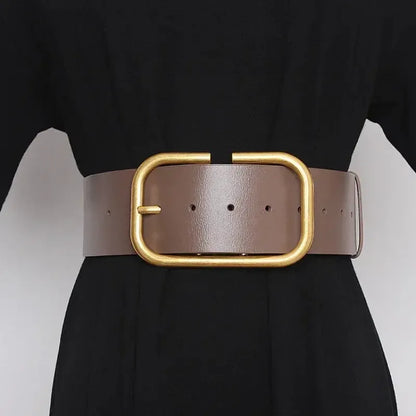 Ceinture grande taille femme — cuir véritable et large sangle