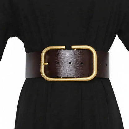 Ceinture grande taille femme — cuir véritable et large sangle