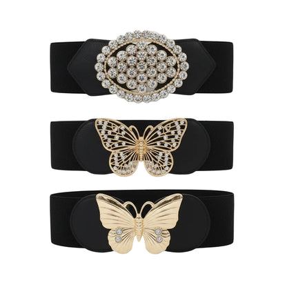 Ceinture large élastique à boucle pour femme