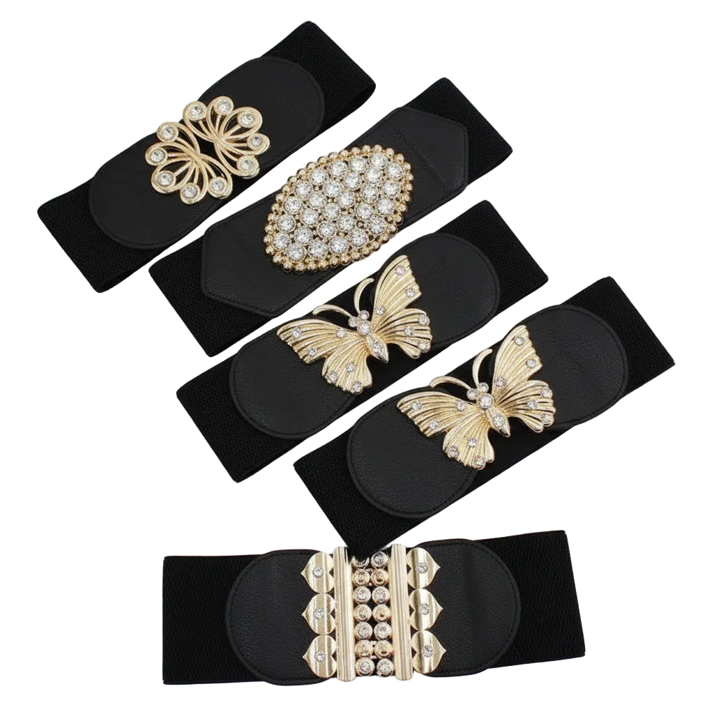 Ceinture large élastique à boucle pour femme