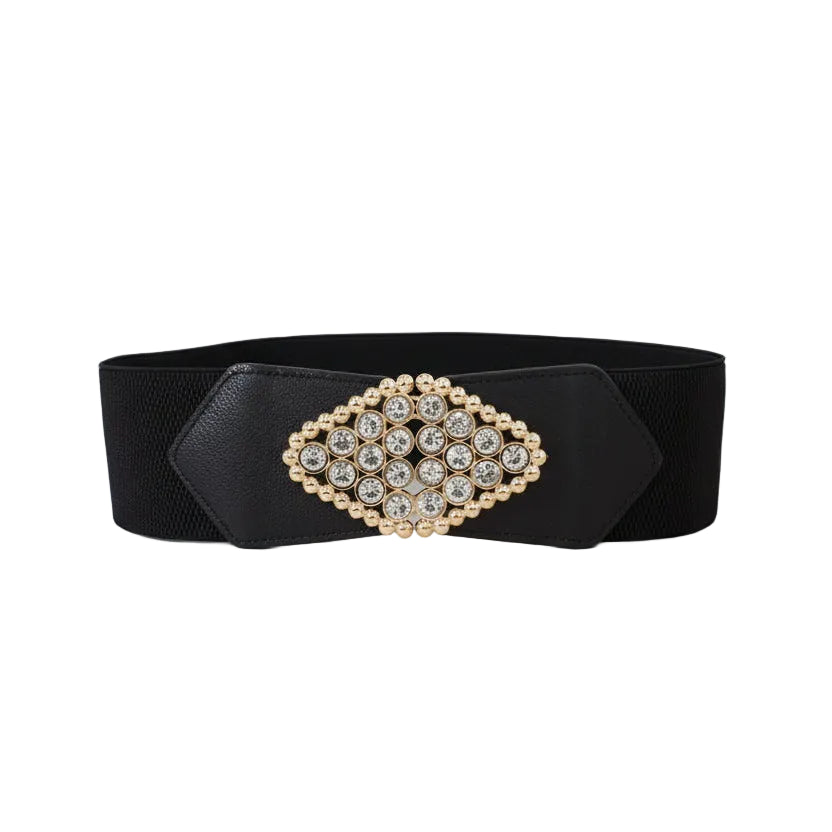 Ceinture large élastique à boucle pour femme