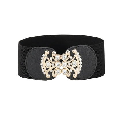 Ceinture large élastique à boucle pour femme