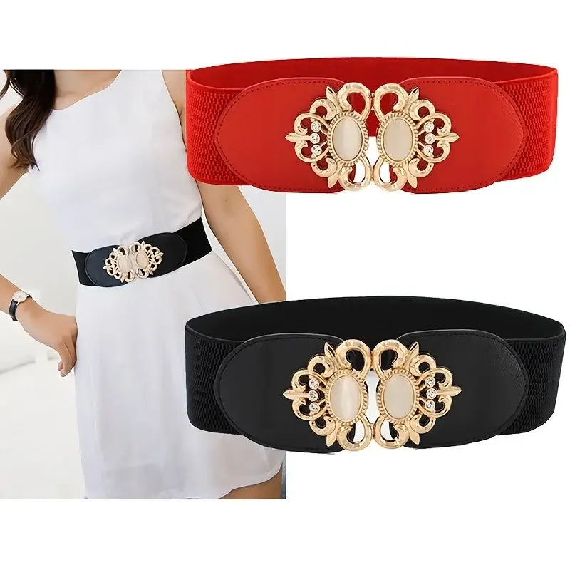 Ceinture large élastique femme – Boucle rétro