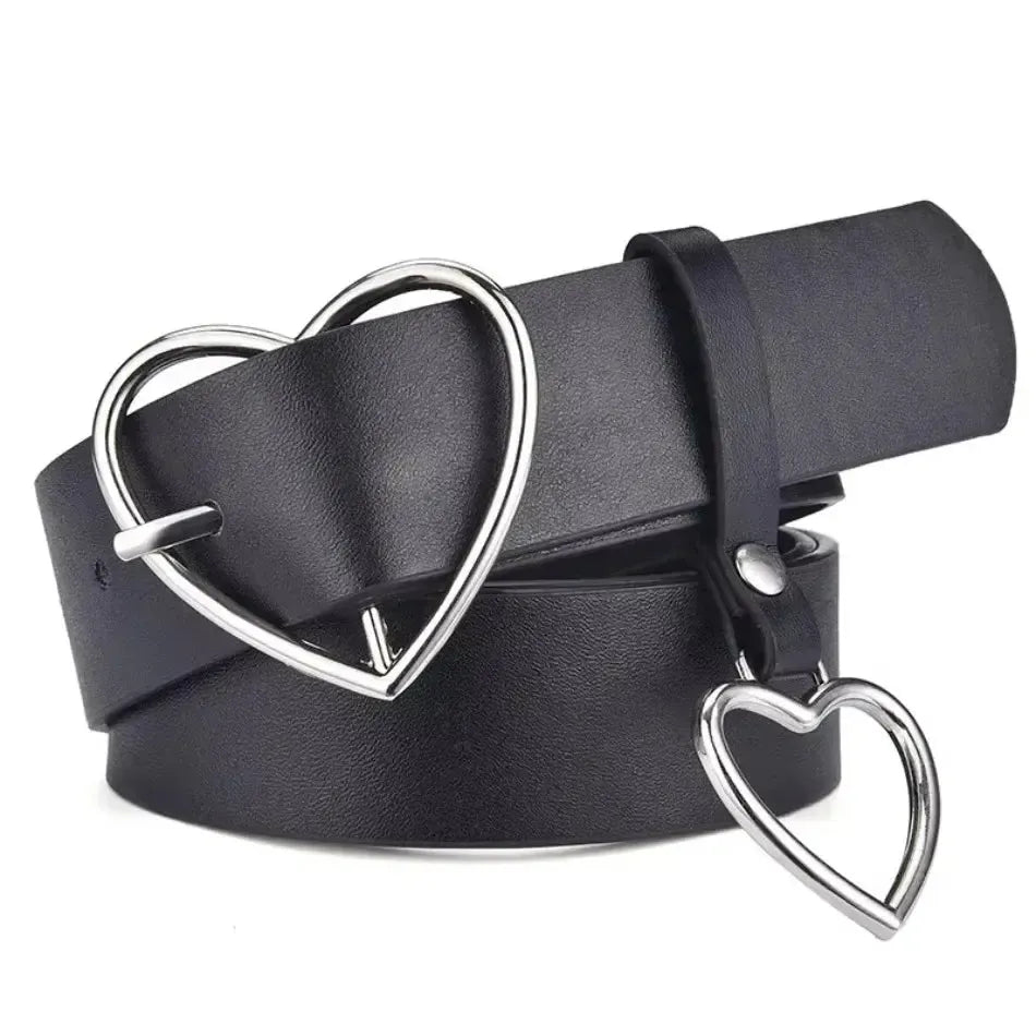 Ceinture large en cuir pour femme – Boucle en forme de cœur