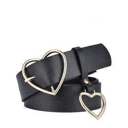 Ceinture large en cuir pour femme – Boucle en forme de cœur